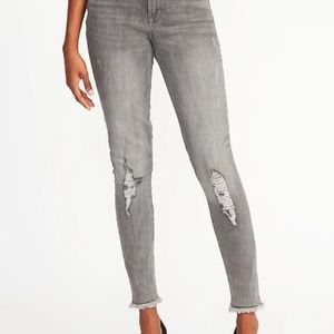 Gray Rockstar Jeans with Frayed Hem